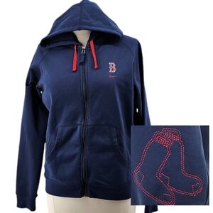 Nike Team MLB Boston Red Sox Zip Front Hoodie Sweatshirt Navy Blue Large